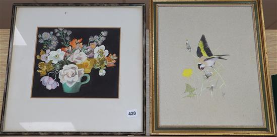 Manner of Eric Hall Thorpe, watercolour, Still life of flowers in a vase, 23 x 27cm and a K.J. Wood watercolour 39 x 30cm